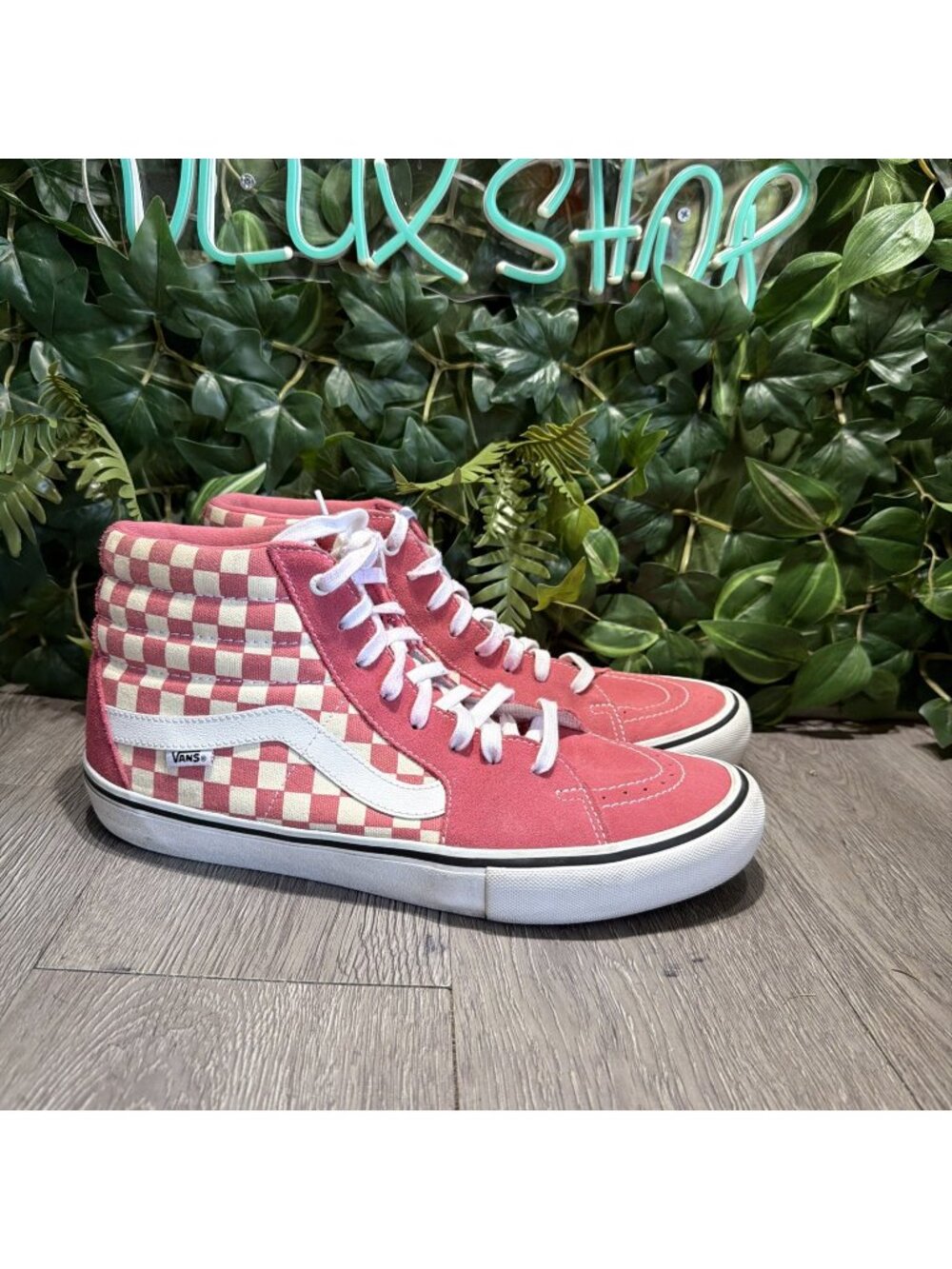 VANS SK8-Hi PRO Desert Rose Pink Checkerboard Sz 13 Shoe Skateboarding Rare